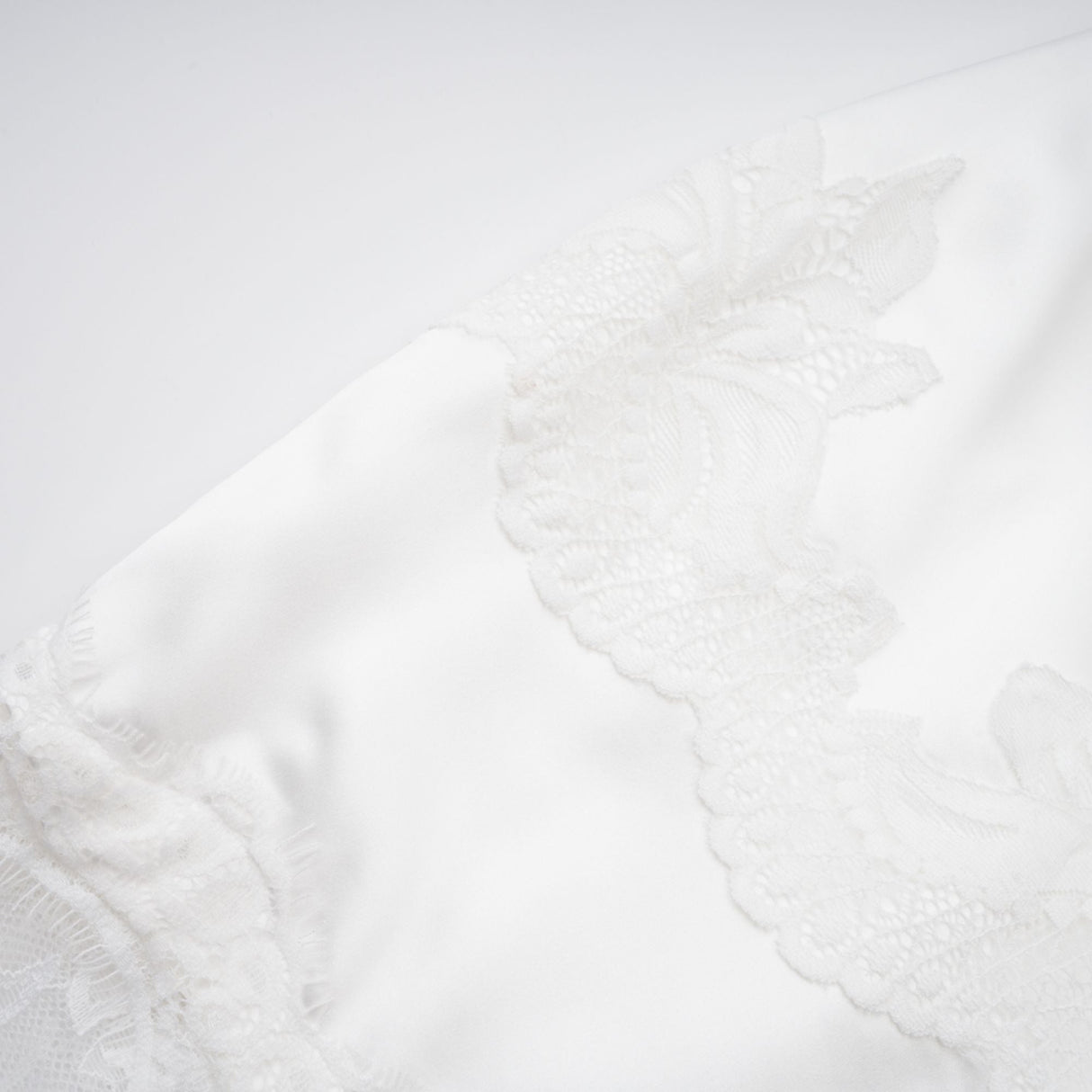 Aurohaya Airelle White Satin Panel Lace Maxi Dress