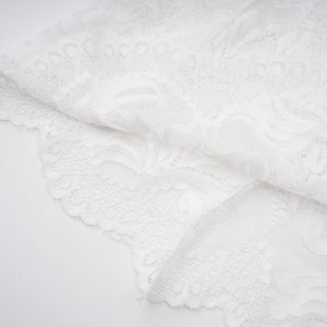 Aurohaya Airelle White Satin Panel Lace Maxi Dress