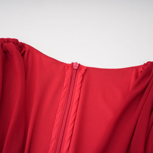 Aurohaya Fíona Red Asymmetrical Draped Maxi Gown