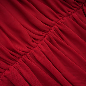 Aurohaya Fíona Red Asymmetrical Draped Maxi Gown