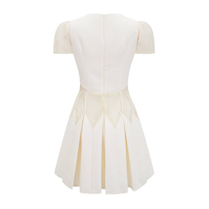 Aurohaya Maelle white flower-embroidered mini dress