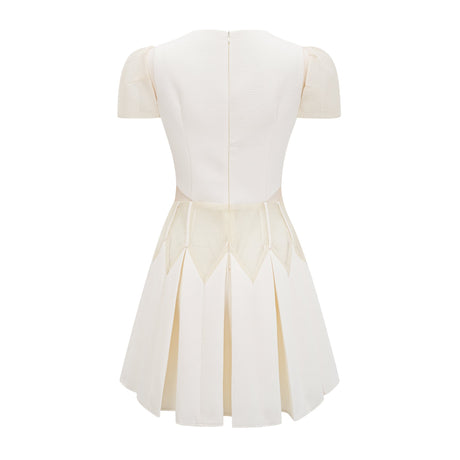 Aurohaya Maelle white flower-embroidered mini dress