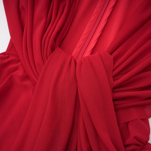 Aurohaya Fíona Red Asymmetrical Draped Maxi Gown