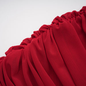 Aurohaya Fíona Red Asymmetrical Draped Maxi Gown