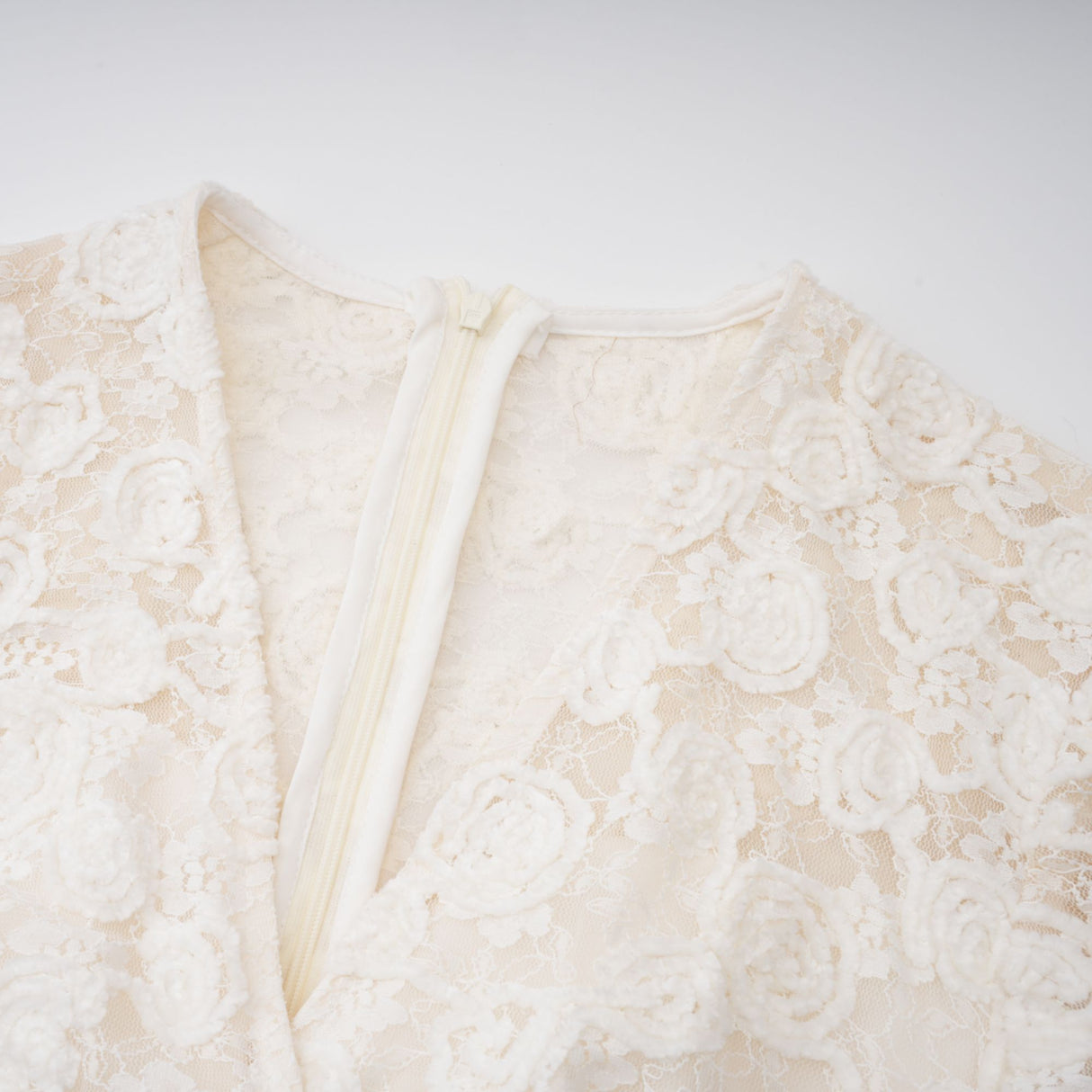 Aurohaya Oona White Floral Lace Pencil Midi Dress