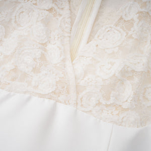 Aurohaya Oona White Floral Lace Pencil Midi Dress