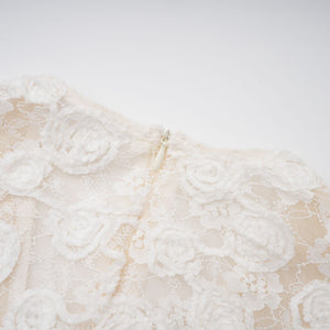 Aurohaya Oona White Floral Lace Pencil Midi Dress