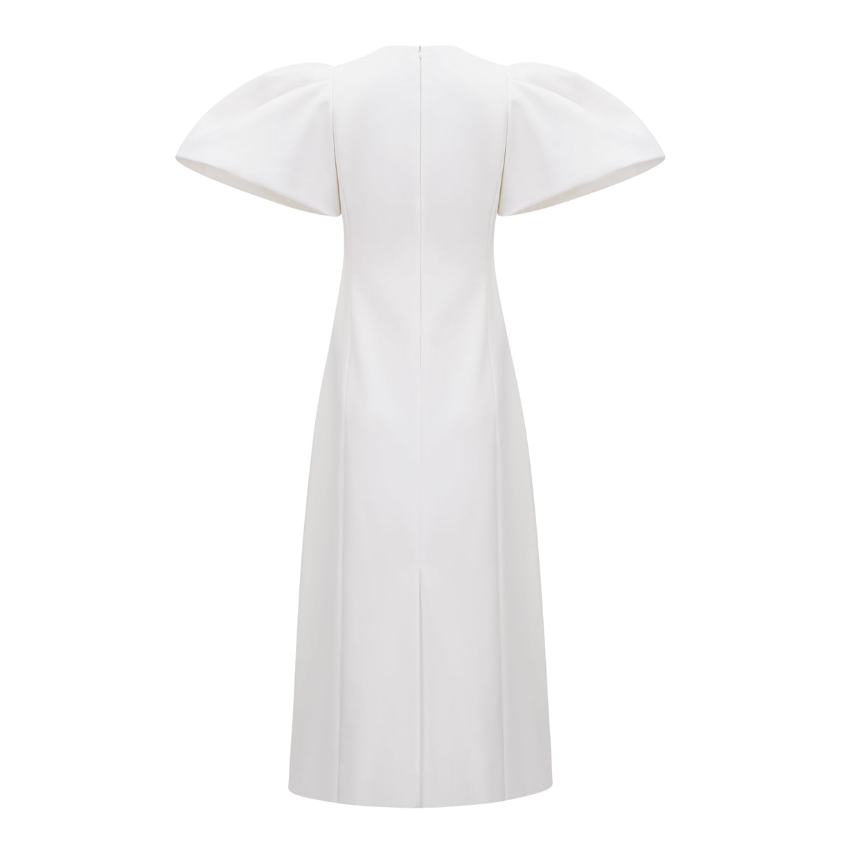 Aurohaya Irène White Sequin Floral Embroidered Midi Dress