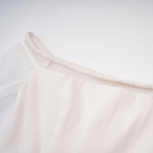 Aurohaya Gelsomina White Gathered Crepe Midi Dress