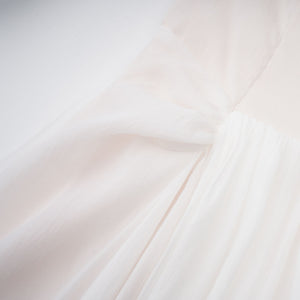 Aurohaya Gelsomina White Gathered Crepe Midi Dress