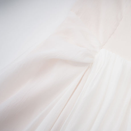 Aurohaya Gelsomina White Gathered Crepe Midi Dress