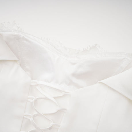 Aurohaya Víctor White Off-Shoulder Lace Panel Maxi Dress