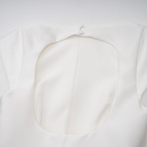 Aurohaya Amandine white open-back cap-sleeve midi dress