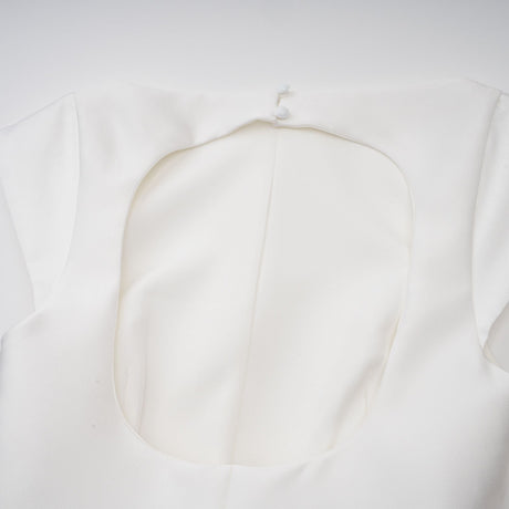 Aurohaya Amandine white open-back cap-sleeve midi dress