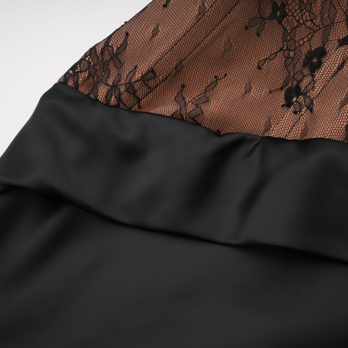 Aurohaya Mirela Black Lace Panel Satin Maxi Dress