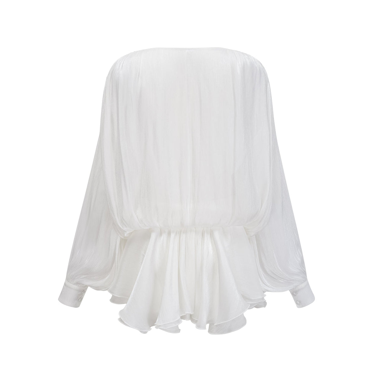 Aurohaya Mahault white pleated glitter-effect mini dress