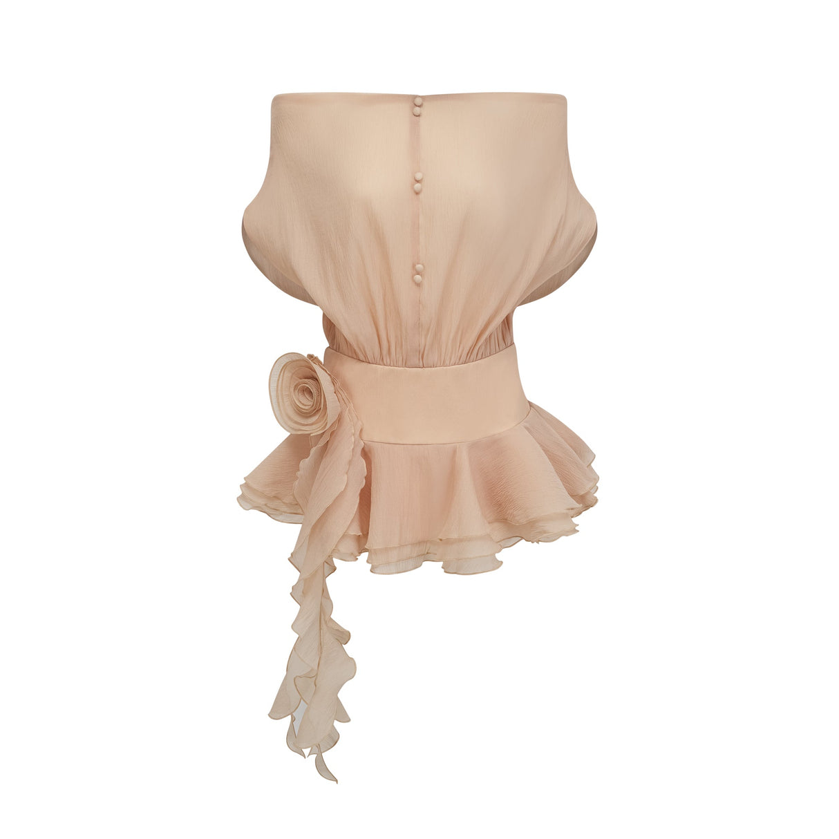 Aurohaya Amélie floral-appliqué flounced mini dress in Neutrals