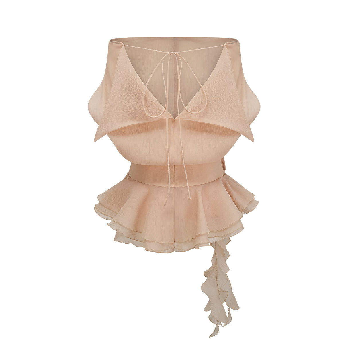 Aurohaya Amélie floral-appliqué flounced mini dress in Neutrals