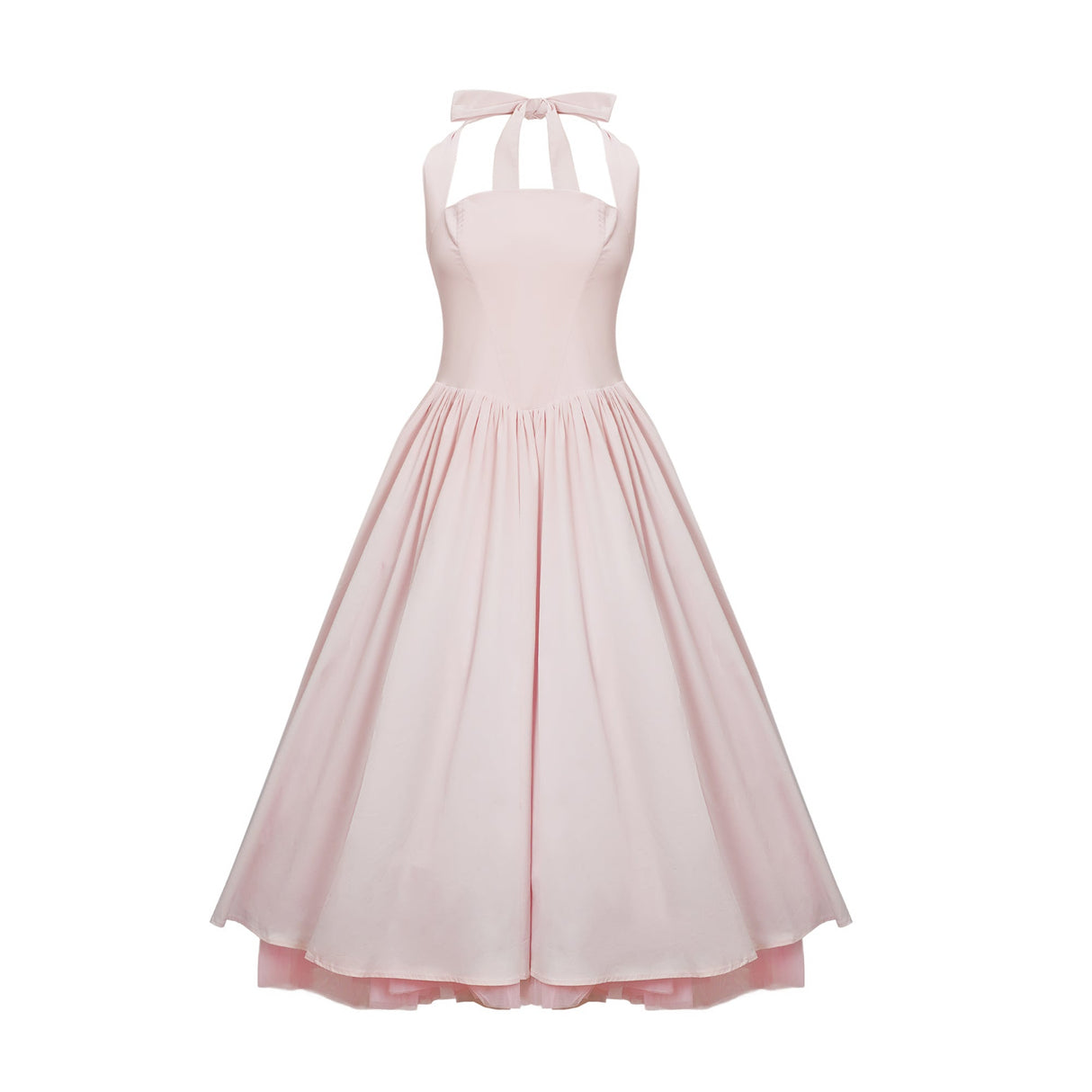 Aurohaya Eponine Pink Layered Flared Hem Midi Dress