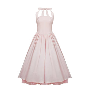 Aurohaya Eponine Pink Layered Flared Hem Midi Dress