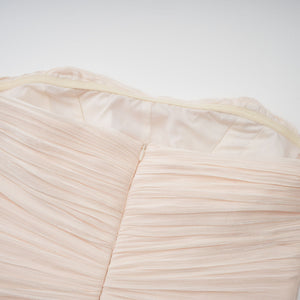 Aurohaya Céleste neutrals ruffled pleated maxi dress