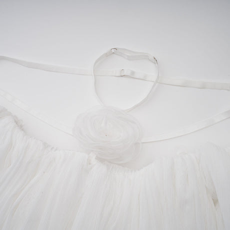 Aurohaya Hortense white floral-appliqué pleated tulle mini dress