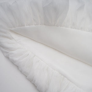Aurohaya Hortense white floral-appliqué pleated tulle mini dress