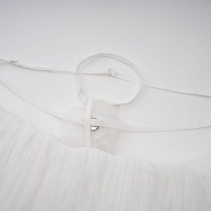 Aurohaya Hortense white floral-appliqué pleated tulle mini dress
