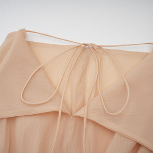 Aurohaya Amélie floral-appliqué flounced mini dress in Neutrals