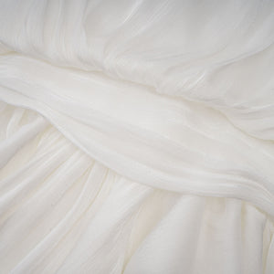 Aurohaya Mahault white pleated glitter-effect mini dress