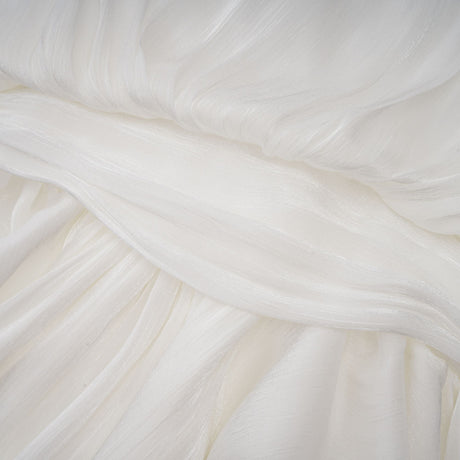 Aurohaya Mahault white pleated glitter-effect mini dress