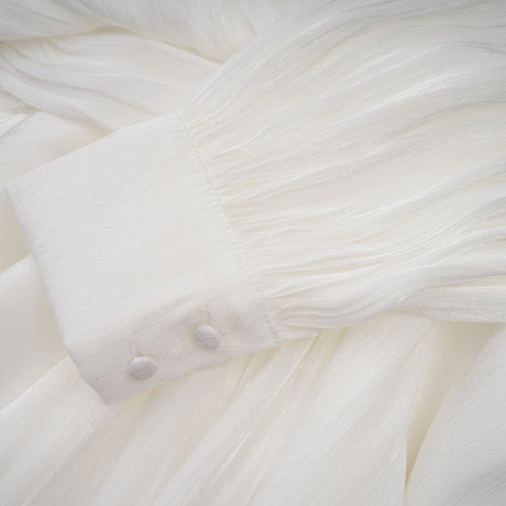 Aurohaya Mahault white pleated glitter-effect mini dress