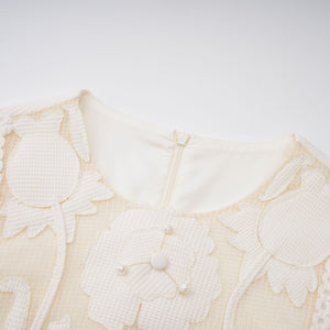 Aurohaya Maelle white flower-embroidered mini dress