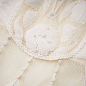 Aurohaya Maelle white flower-embroidered mini dress