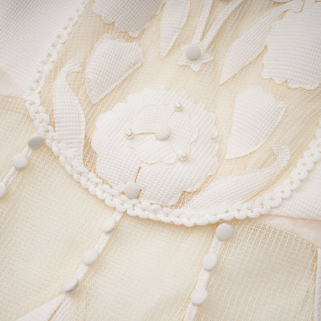 Aurohaya Maelle white flower-embroidered mini dress