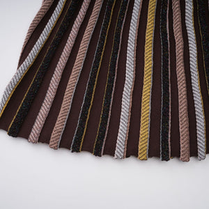 Aurohaya Phoebe Brown Vertical Stripe Knit Midi Dress