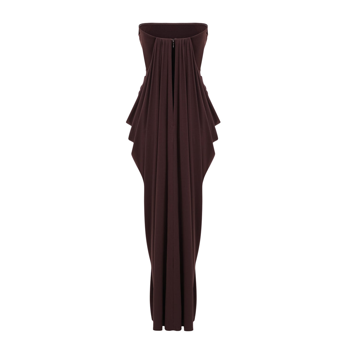 Aurohaya Honoria Chocolate Brown Off Shoulder Maxi Dress