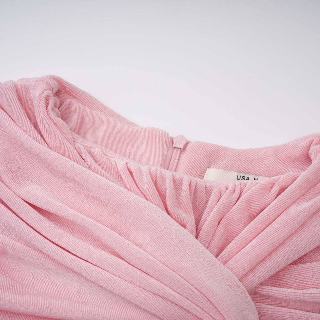 Aurohaya Moderne Pink Shawl Panel Ruched Maxi Dress