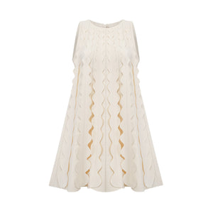Aurohaya Axelle white wavy-detail sleeveless mini dress