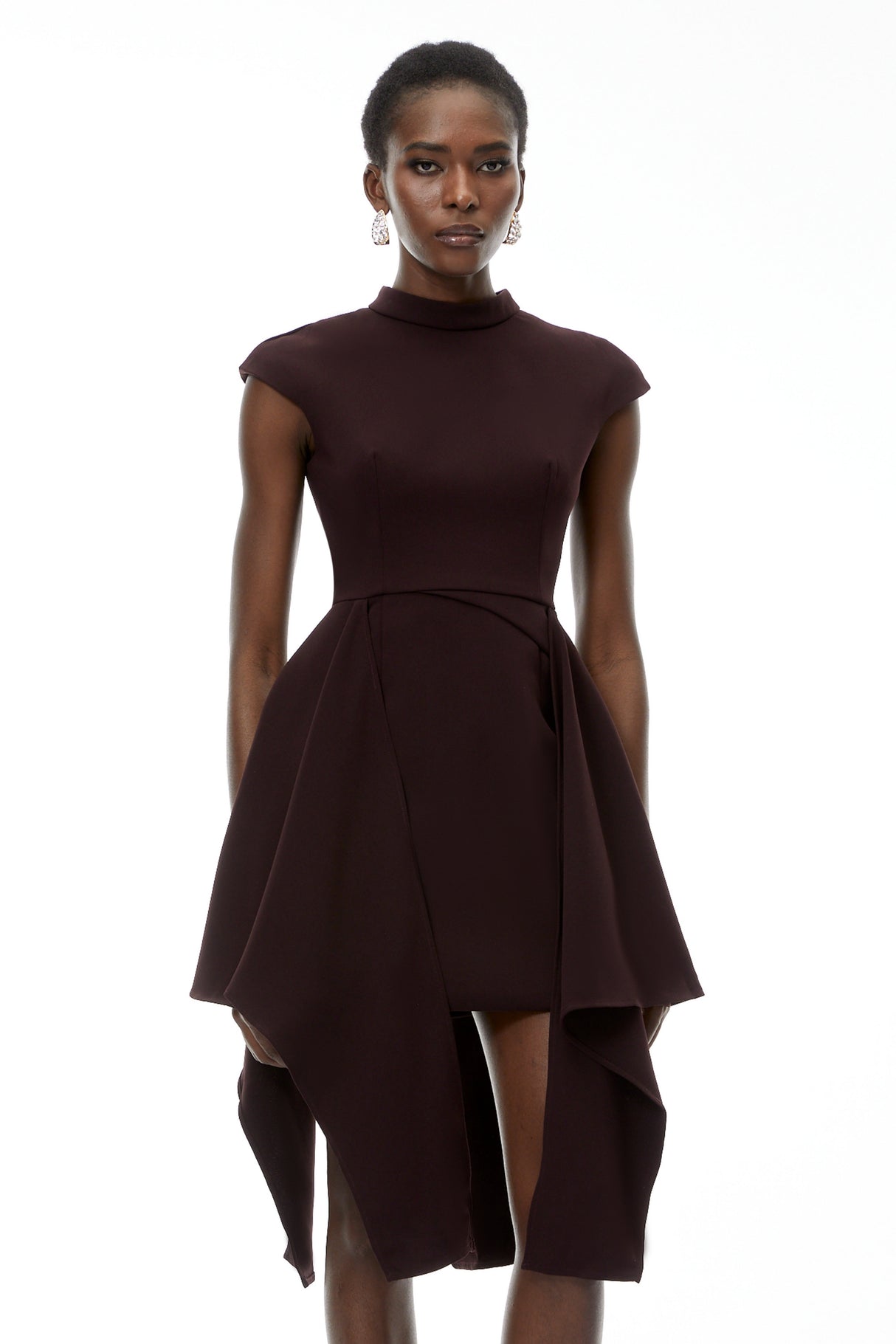 Aurohaya Dakota Brown Mini Dress with Ribbon