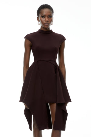 Aurohaya Dakota Brown Mini Dress with Ribbon
