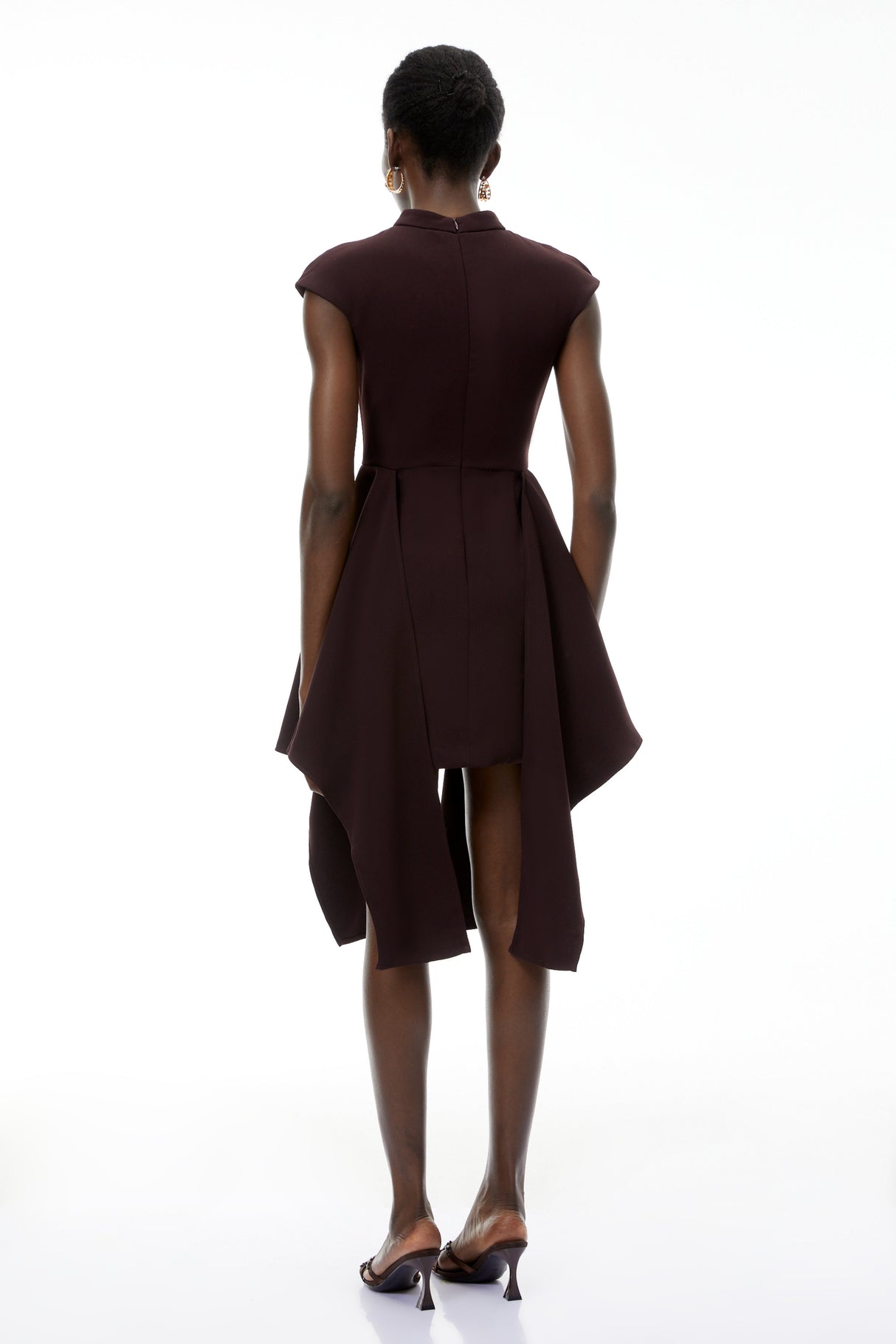 Aurohaya Dakota Brown Mini Dress with Ribbon