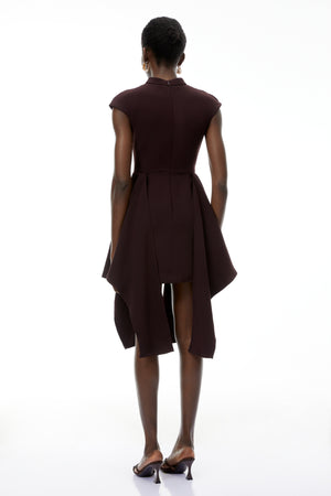 Aurohaya Dakota Brown Mini Dress with Ribbon