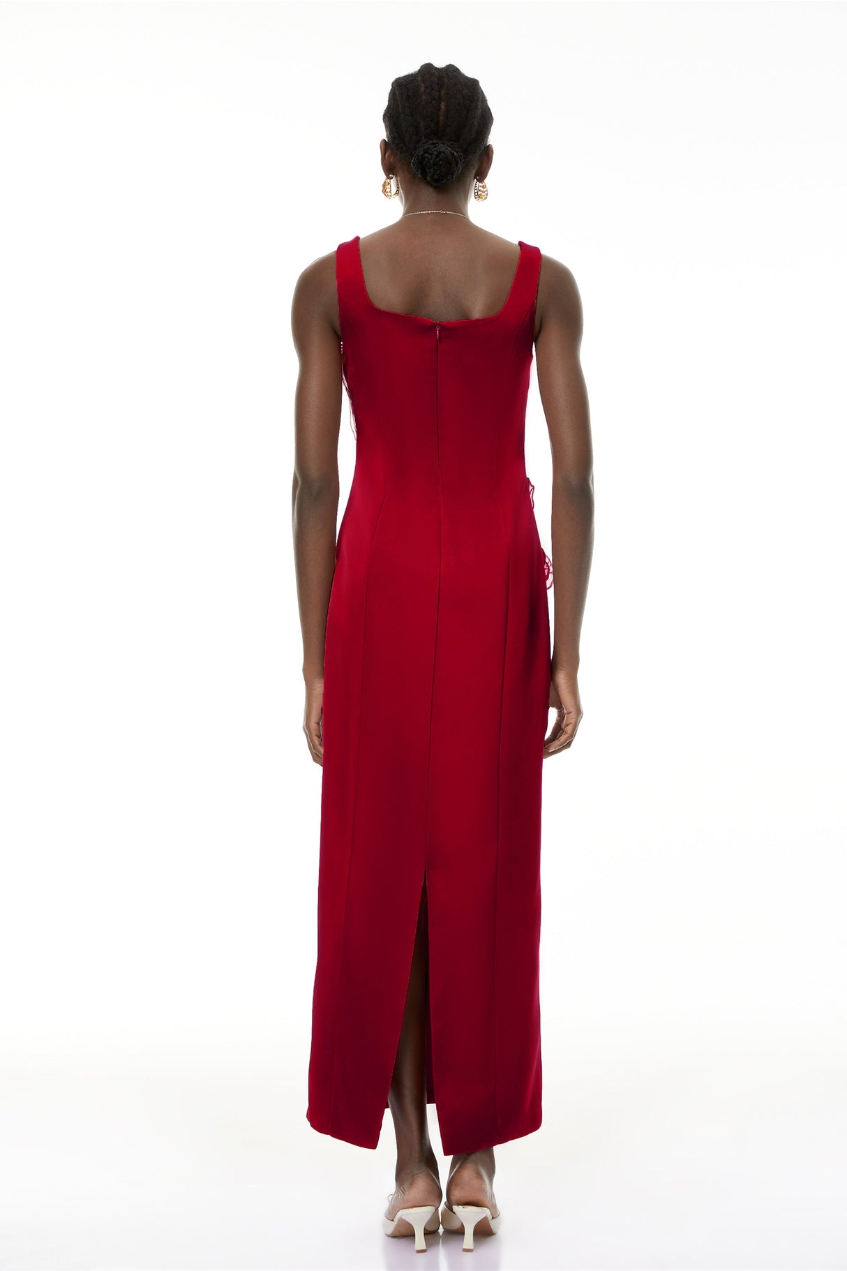 Aurohaya Damaris Red Floral Embroidered Maxi Dress