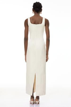 Aurohaya Damaris White Flora Embroidered Maxi Dress