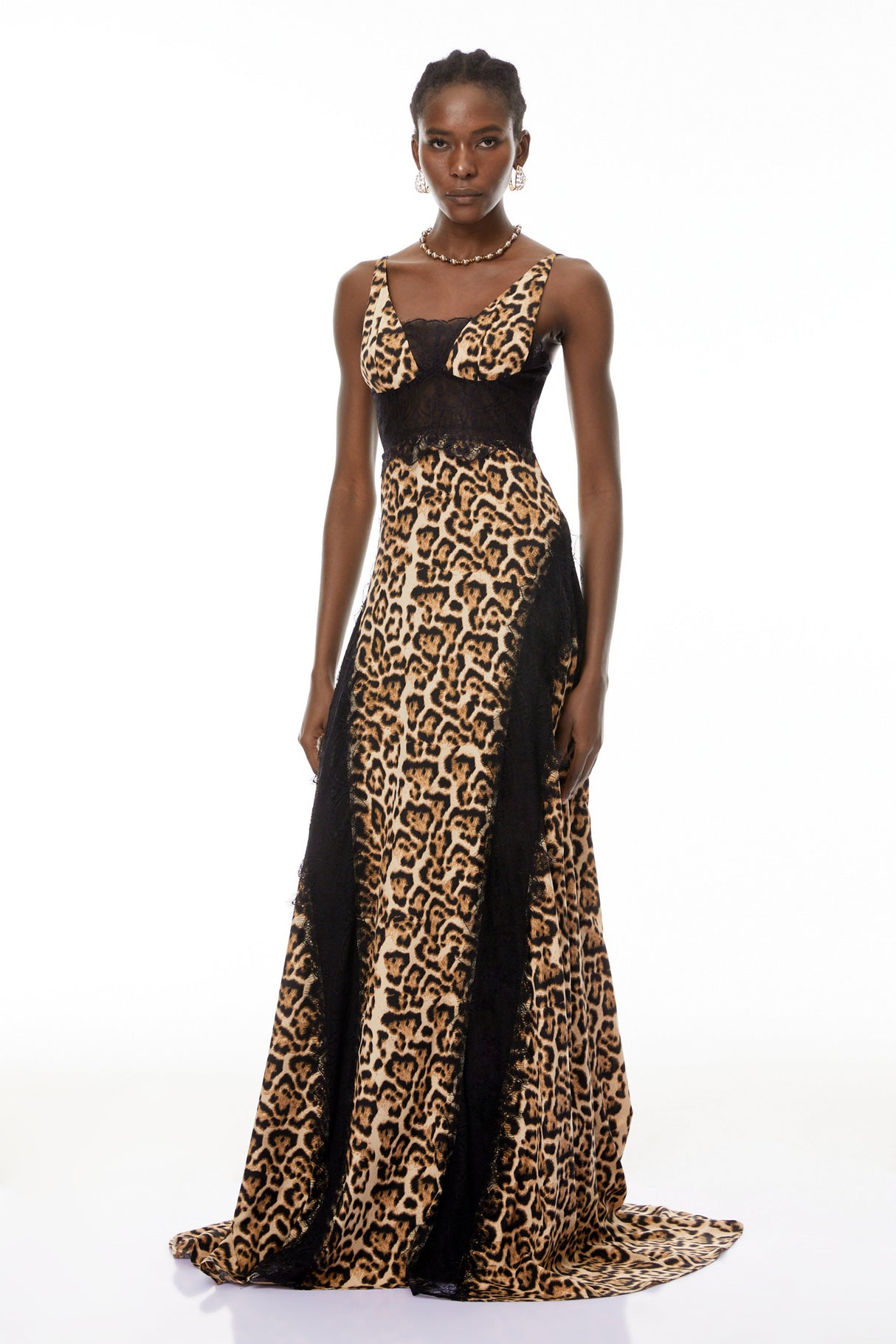 Aurohaya Denisa Brown Leopard Print Maxi Dress