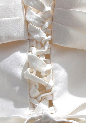 Draped Bardot Corset A Line Dress White