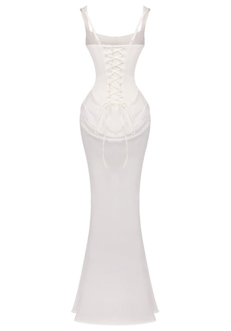 Draped Corset Maxi Dress White