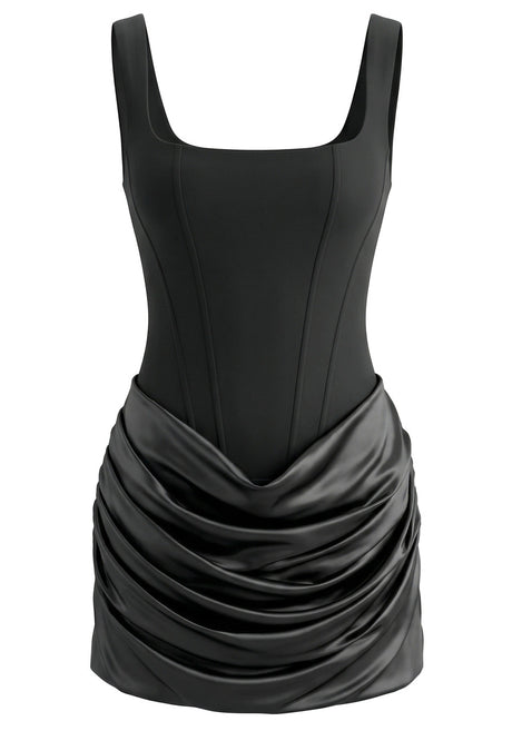 Draped Detail Corset Dress Black