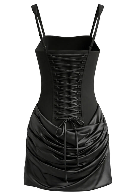 Draped Detail Corset Dress Black